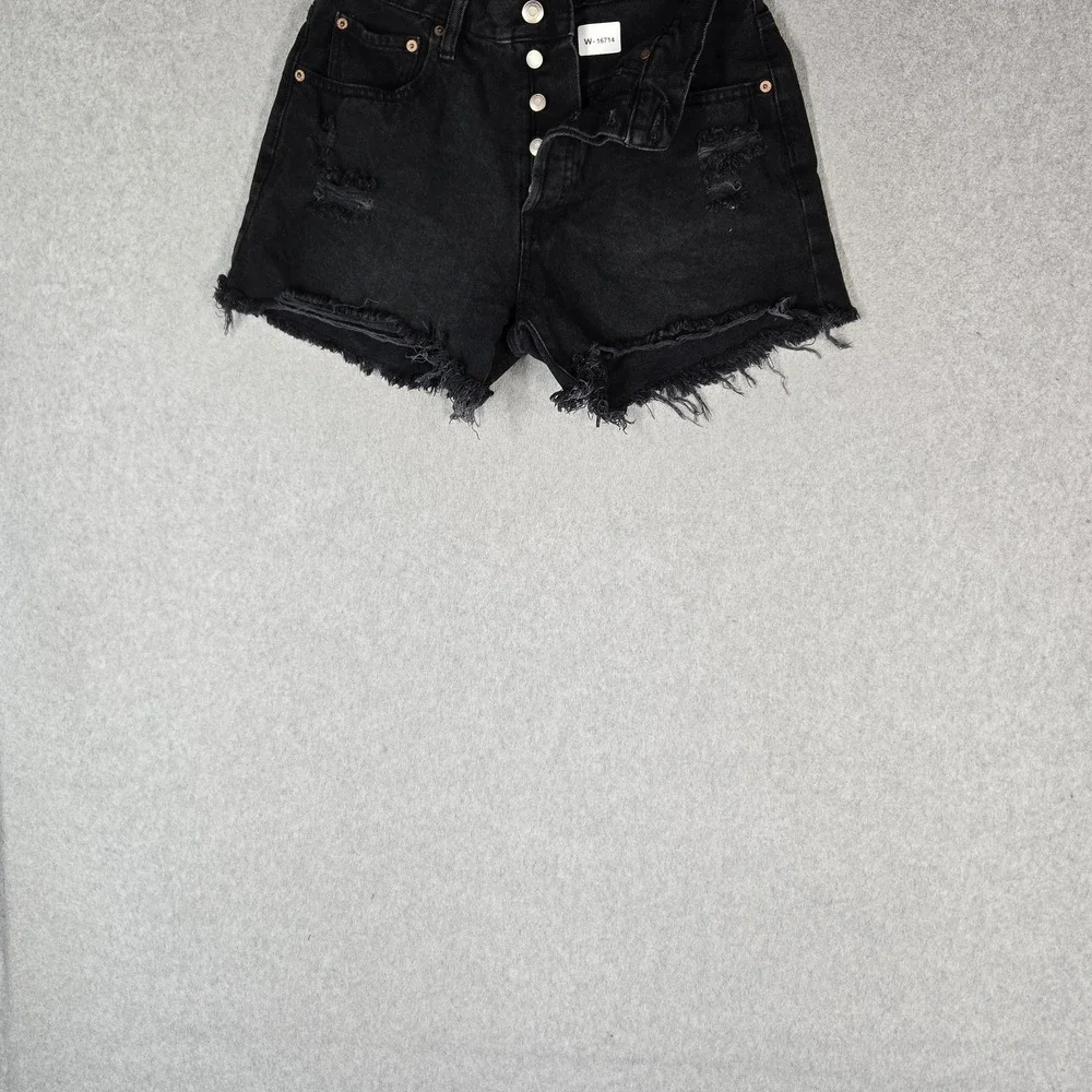 Aeropostale Women Shorts 10 Black Denim 90S High Rise Cut-Off Grunge Frayed 3